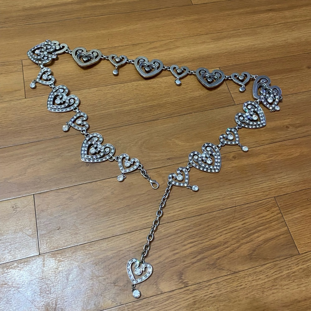 Silver Decorative Belt Intricate Design and Sparkling Accents 37”- 41”